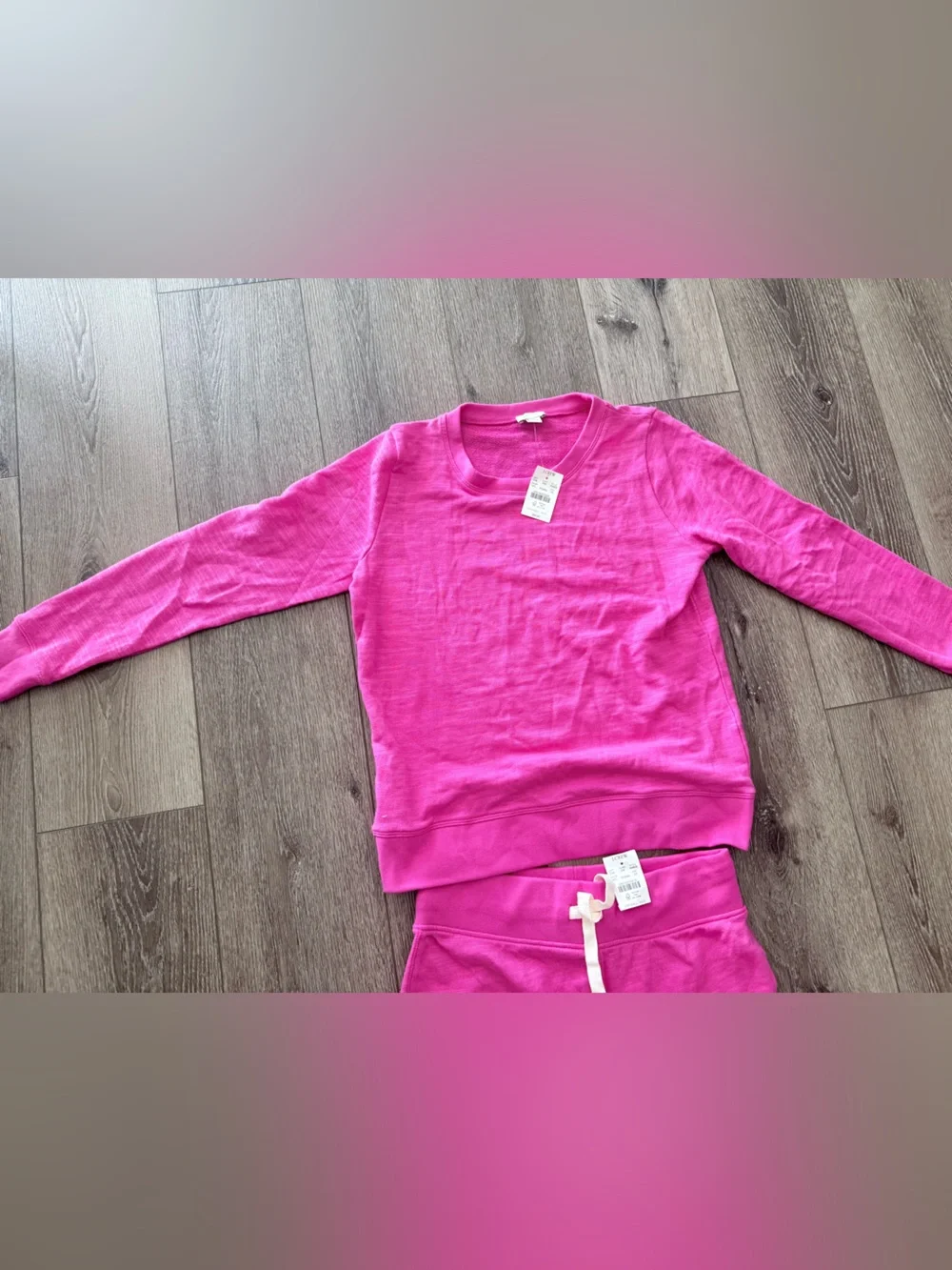 J. Crew Factory Women's Crewneck matching joggers set in Hot Pink